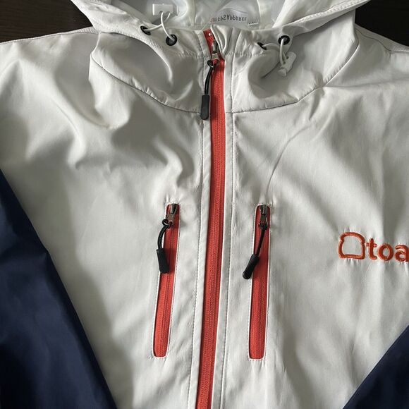 Toast Jacket 2XL Windbreaker Zip Color Block Navy White Orange Embroidered Hoody - Picture 5 of 12